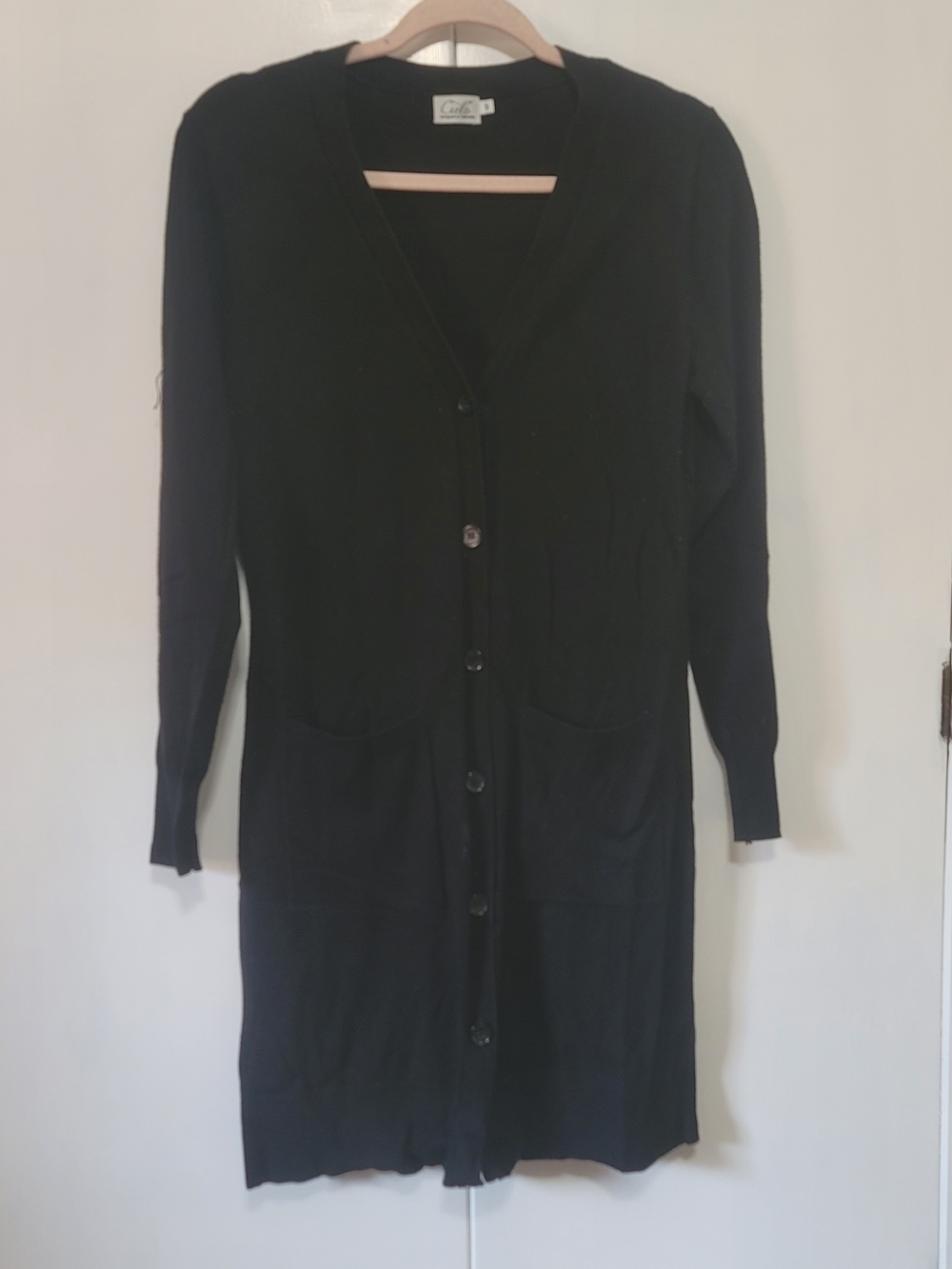 Cielo Long Black Button-Front Cardigan